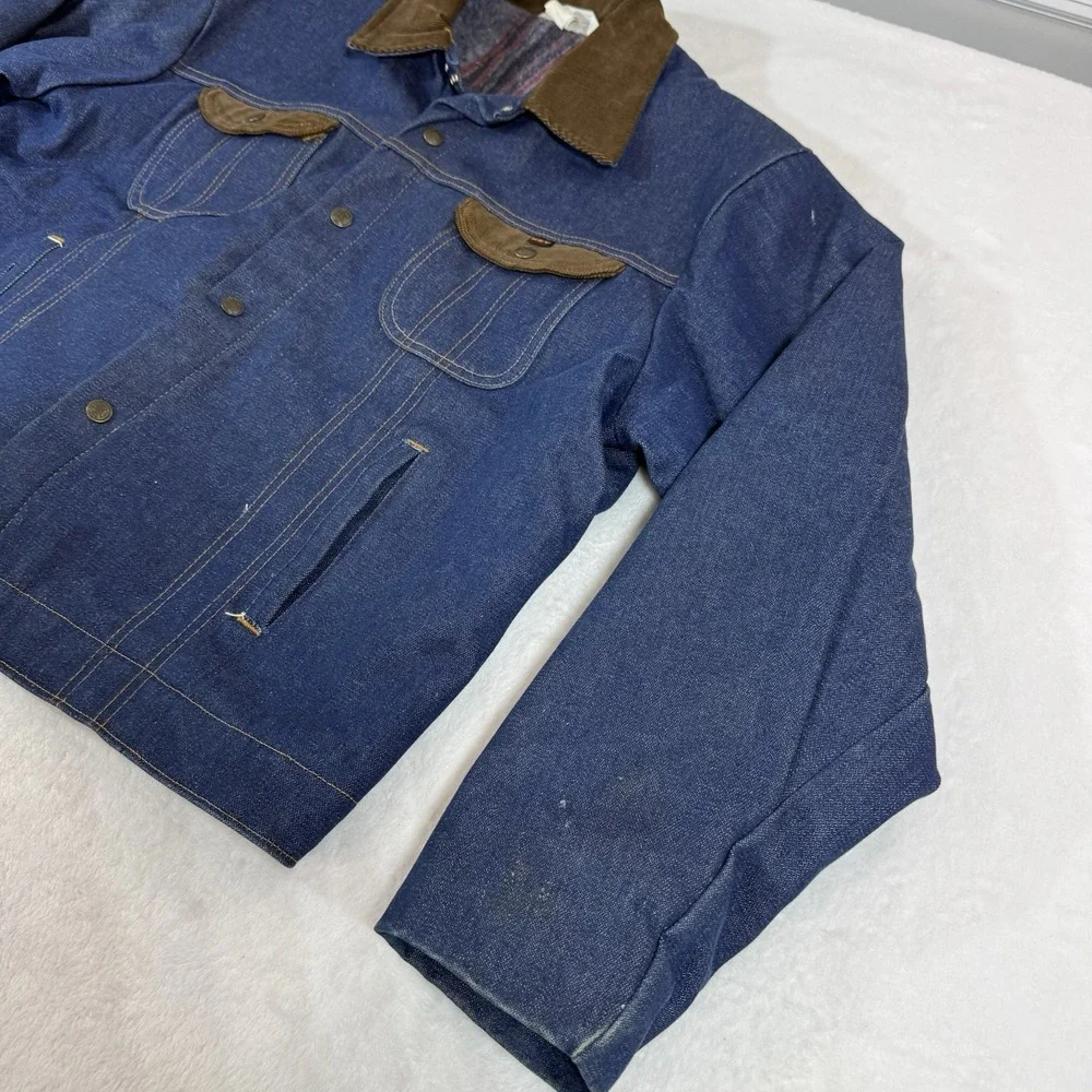 Vtg Key Imperial Blanket Lined Denim Snap Jacket Sz‎ 48R Made In USA Workwear